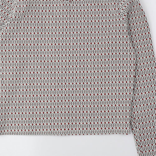 Primark Womens Multicoloured Mock Neck Geometric Cotton Pullover Jumper Size S