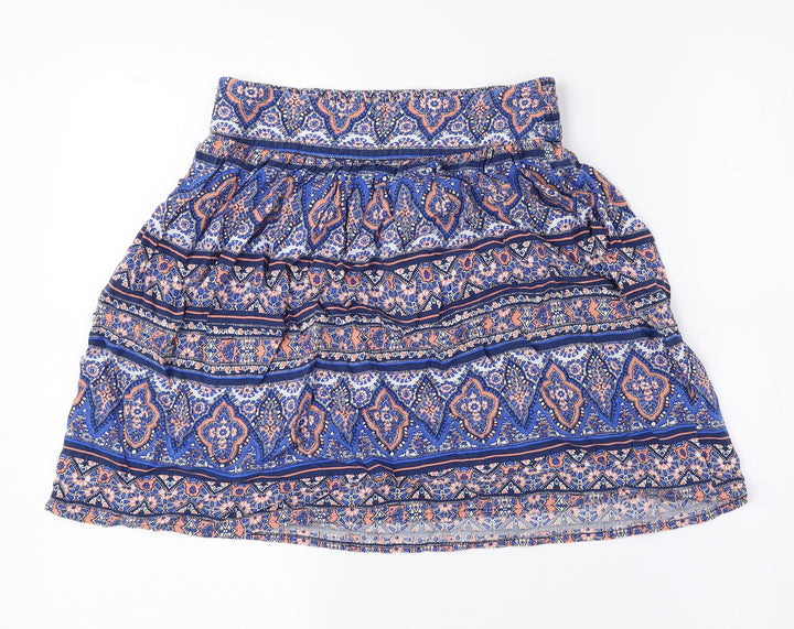 New Look Womens Multicoloured Geometric Viscose A-Line Skirt Size 8