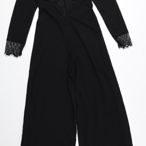 Kilibbi Womens Black 100% Polyester Jumpsuit One-Piece Size S L26 in Zip - Low Back, Lace Detail
