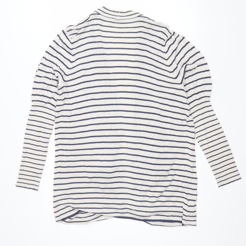 Oui Womens Blue V-Neck Striped Viscose Cardigan Jumper Size 18