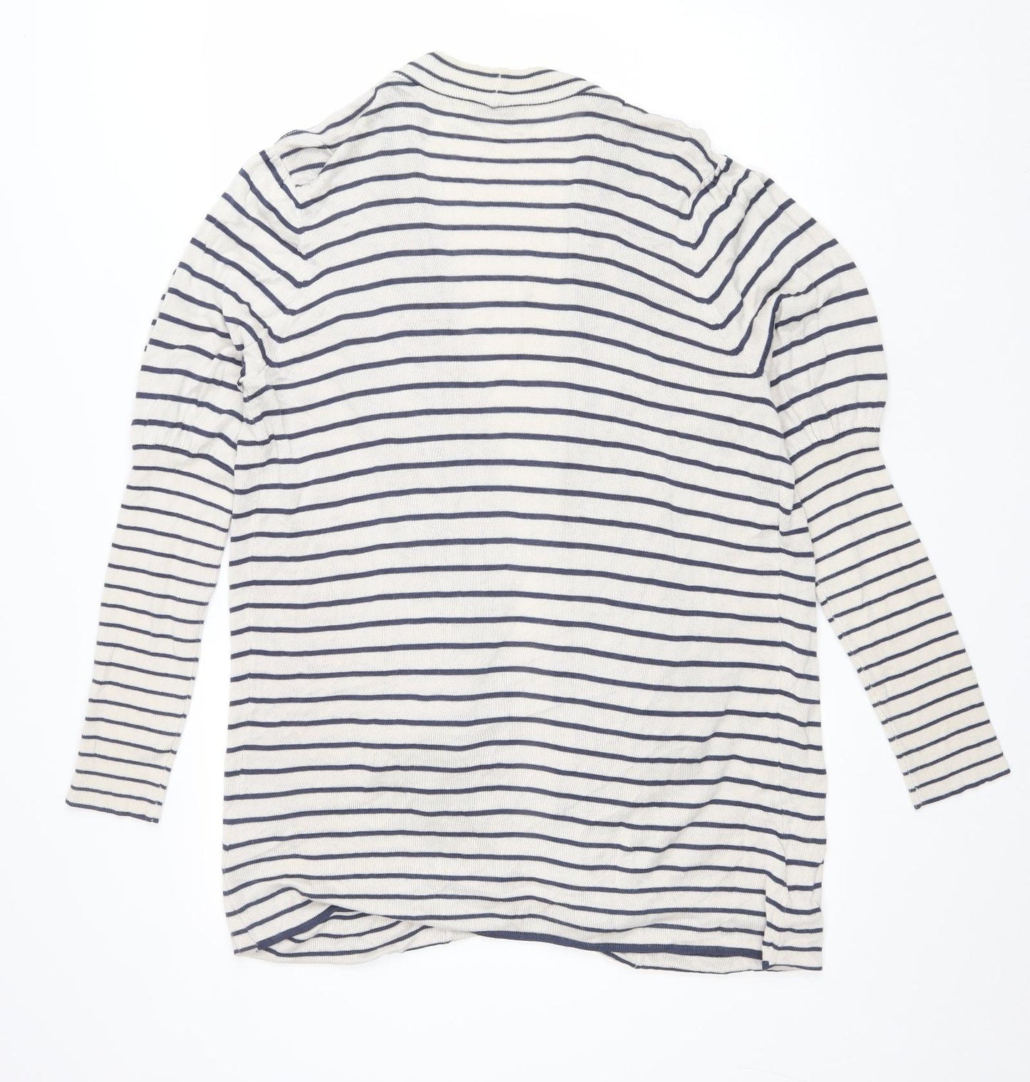 Oui Womens Blue V-Neck Striped Viscose Cardigan Jumper Size 18