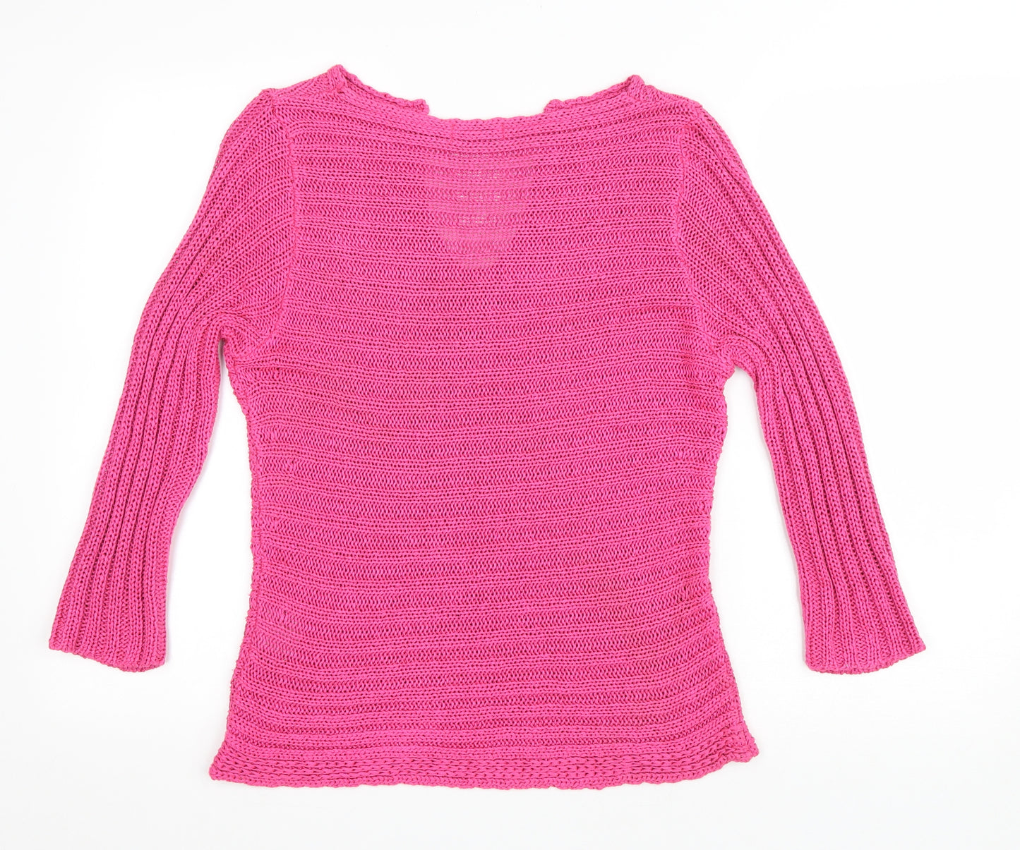 Marks and Spencer Womens Pink V-Neck Acrylic Pullover Jumper Size M