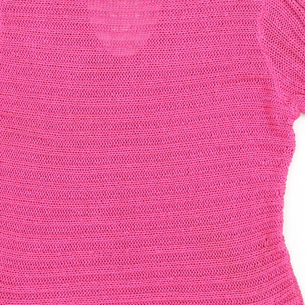 Marks and Spencer Womens Pink V-Neck Acrylic Pullover Jumper Size M
