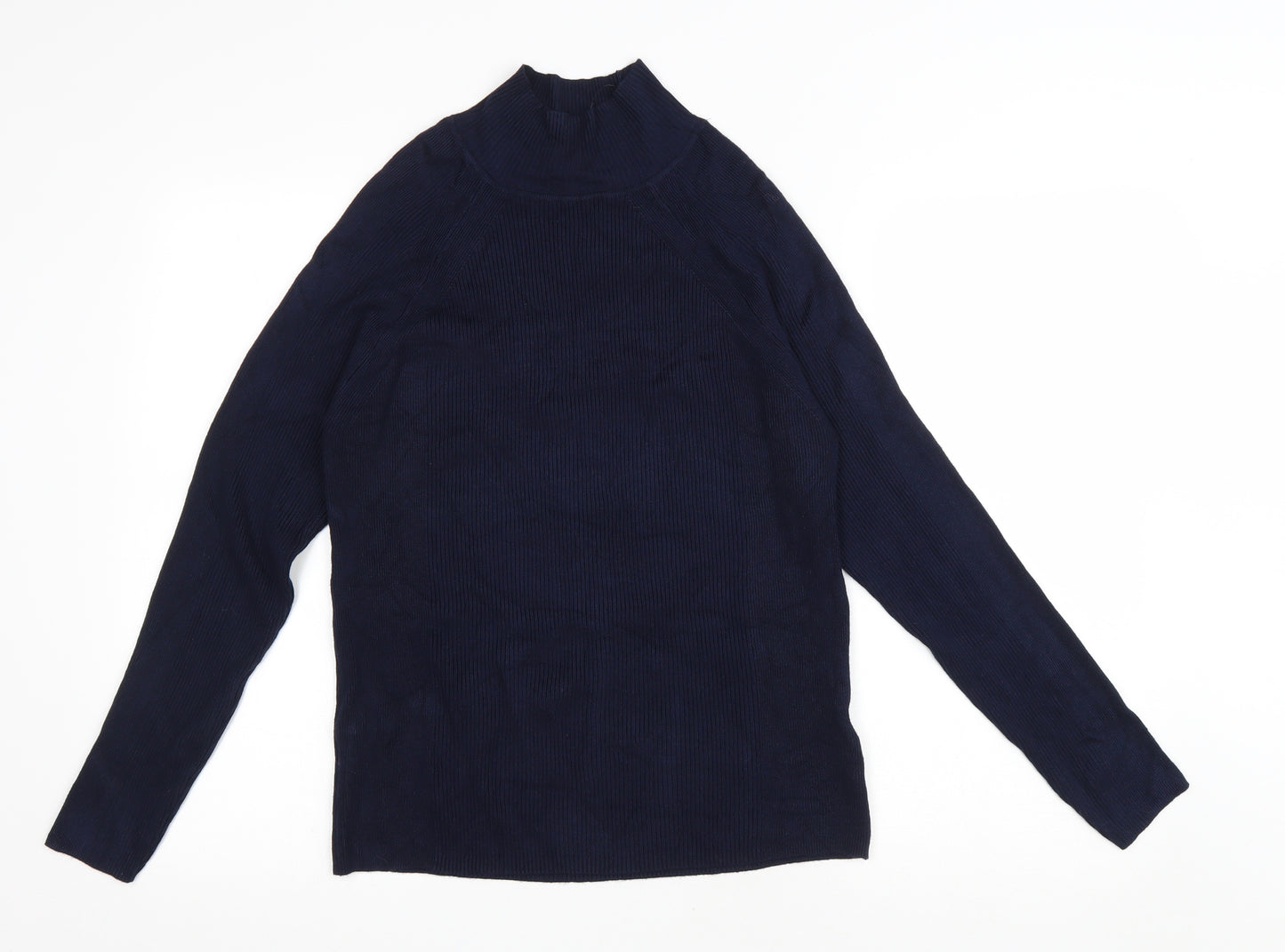Marks and Spencer Womens Blue High Neck Viscose Pullover Jumper Size 12
