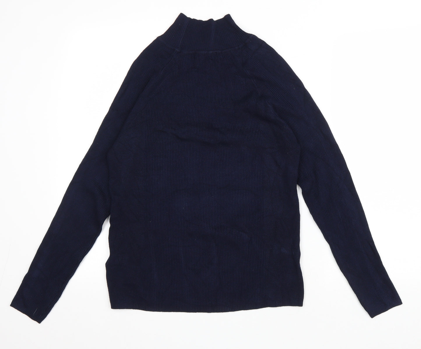 Marks and Spencer Womens Blue High Neck Viscose Pullover Jumper Size 12