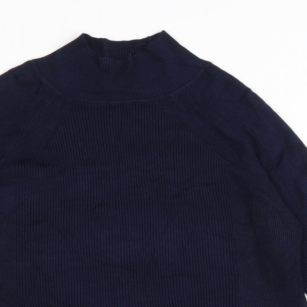 Marks and Spencer Womens Blue High Neck Viscose Pullover Jumper Size 12