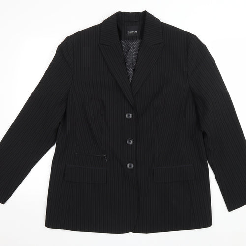Taifun Womens Black Striped Polyester Jacket Blazer Size 20