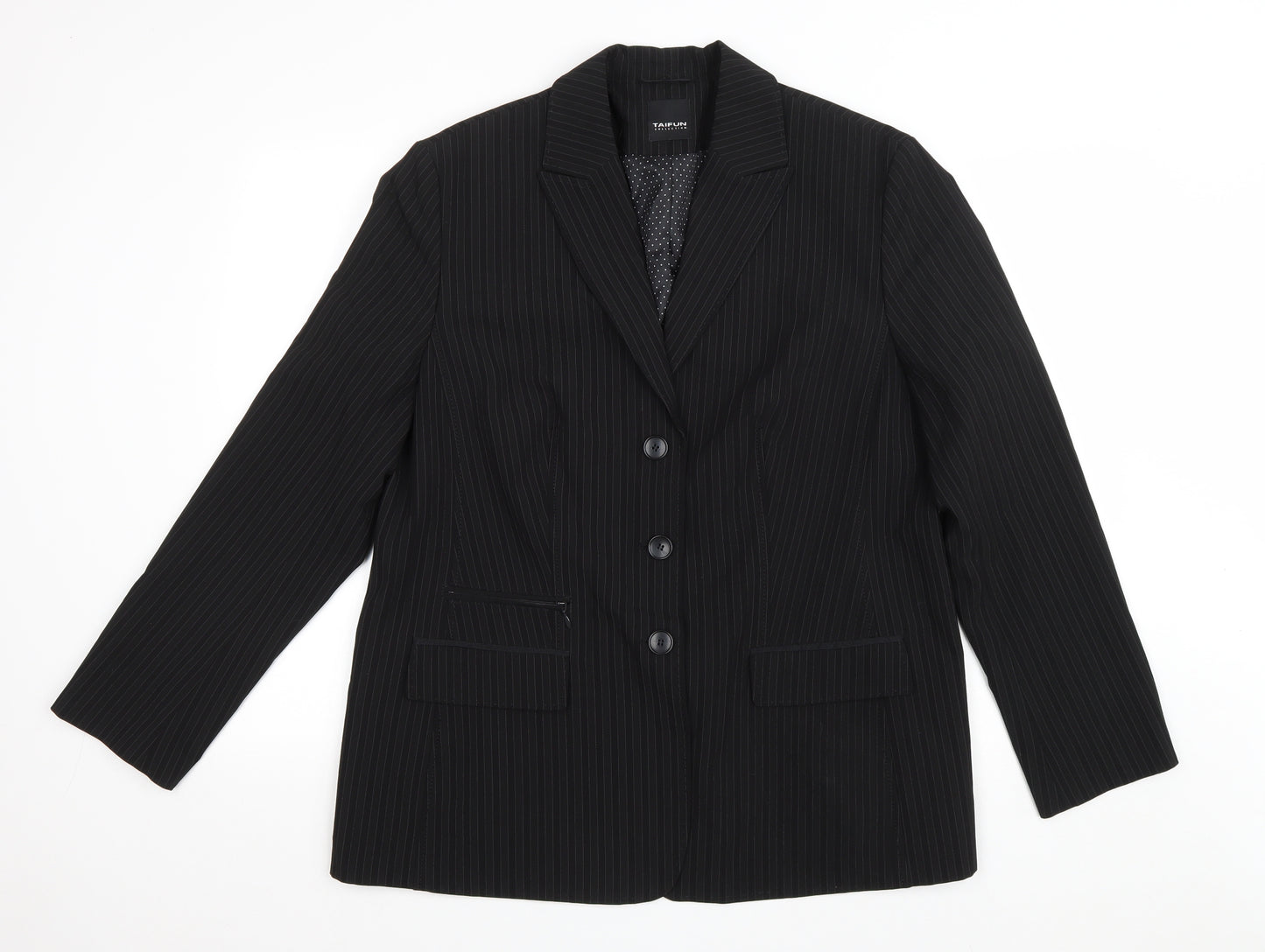 Taifun Womens Black Striped Polyester Jacket Blazer Size 20