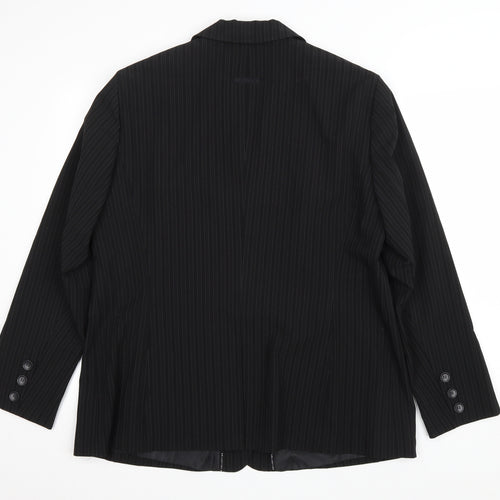 Taifun Womens Black Striped Polyester Jacket Blazer Size 20
