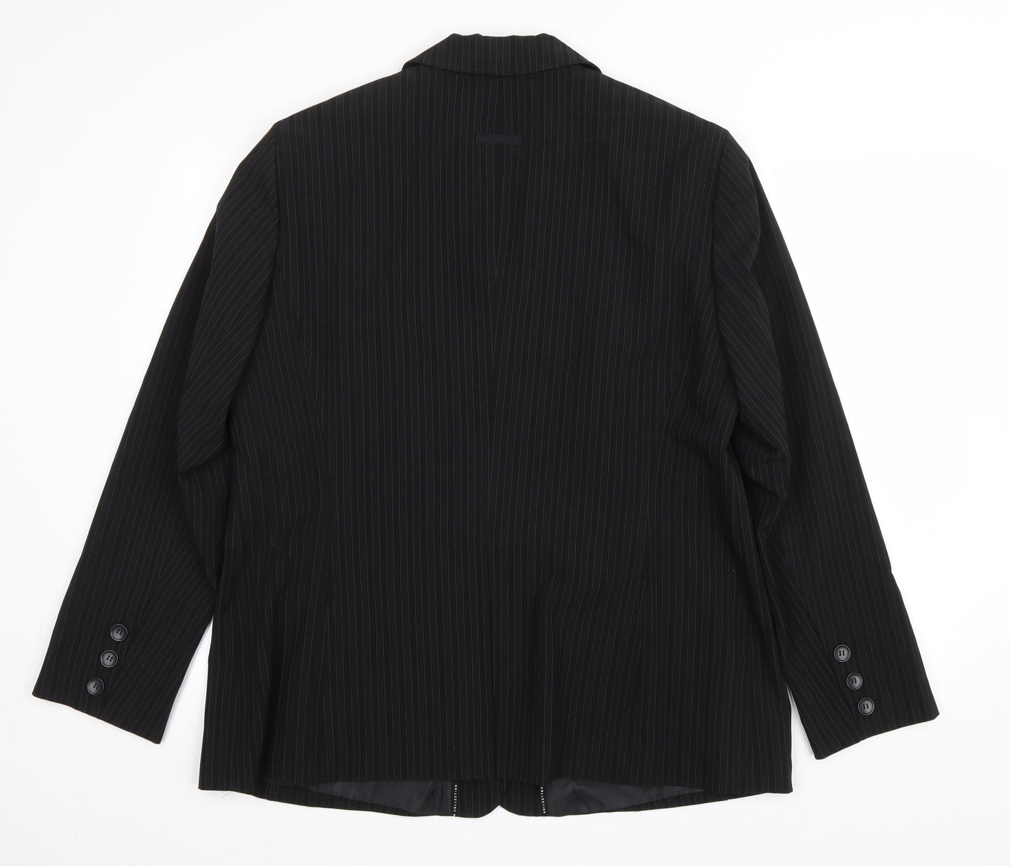 Taifun Womens Black Striped Polyester Jacket Blazer Size 20
