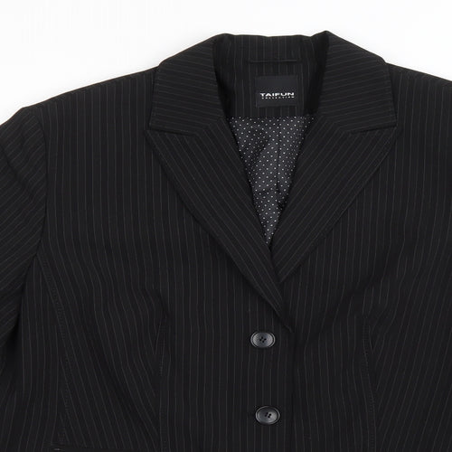Taifun Womens Black Striped Polyester Jacket Blazer Size 20