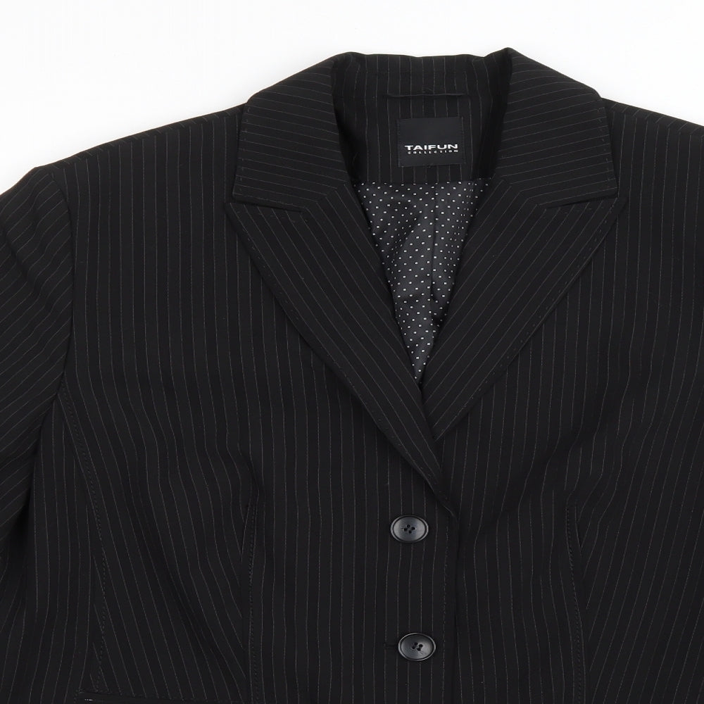 Taifun Womens Black Striped Polyester Jacket Blazer Size 20
