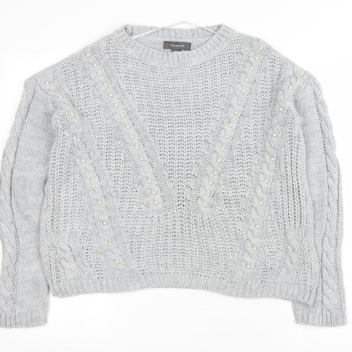 Primark Womens Grey Round Neck Acrylic Pullover Jumper Size S