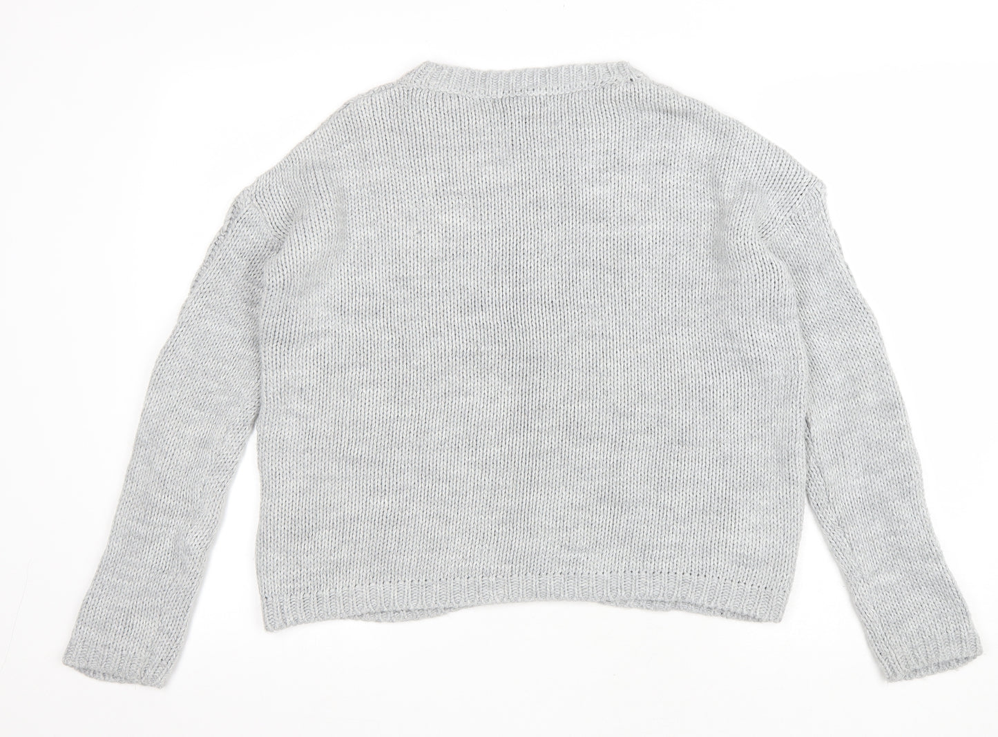 Primark Womens Grey Round Neck Acrylic Pullover Jumper Size S