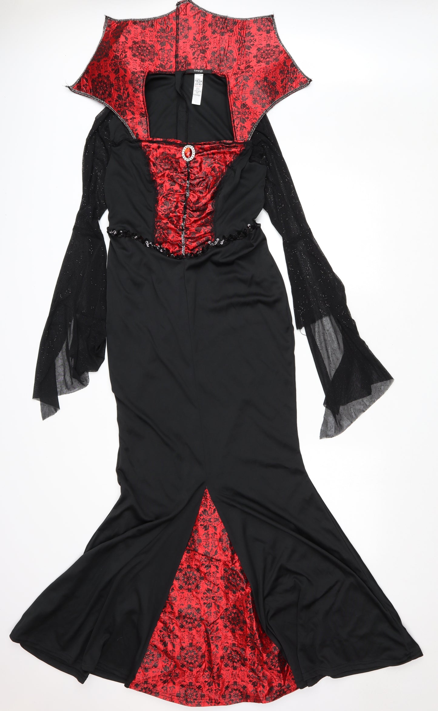 George Womens Black Polyester Mermaid Size 12 Square Neck Hook & Loop - Vampire costume