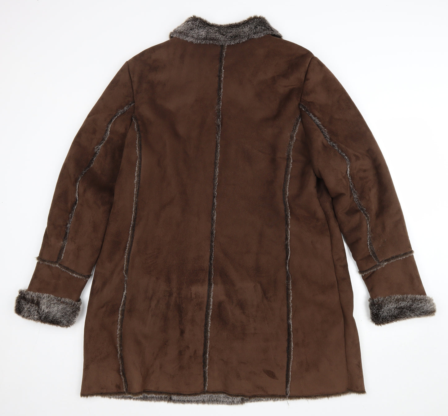 Centigrade Womens Brown Overcoat Coat Size XL Button - Faux Fur Lined