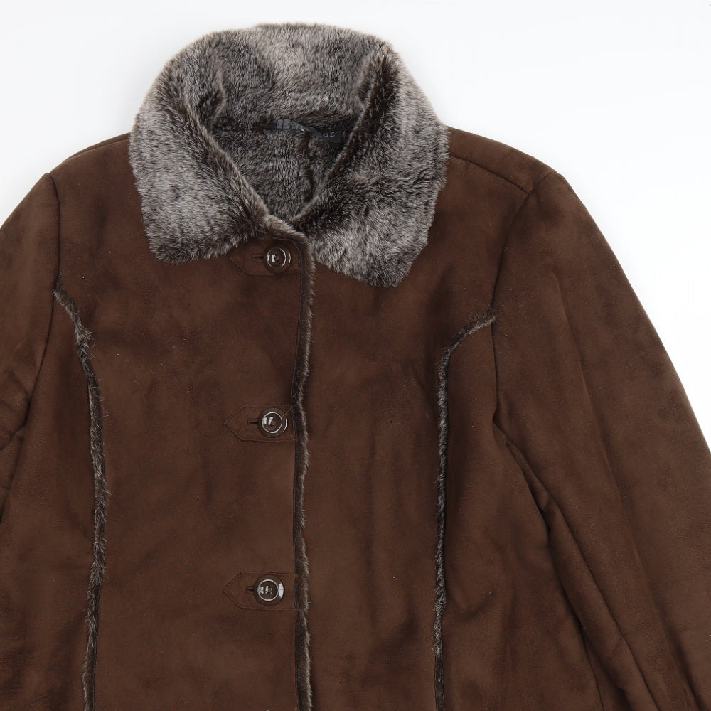Centigrade Womens Brown Overcoat Coat Size XL Button - Faux Fur Lined