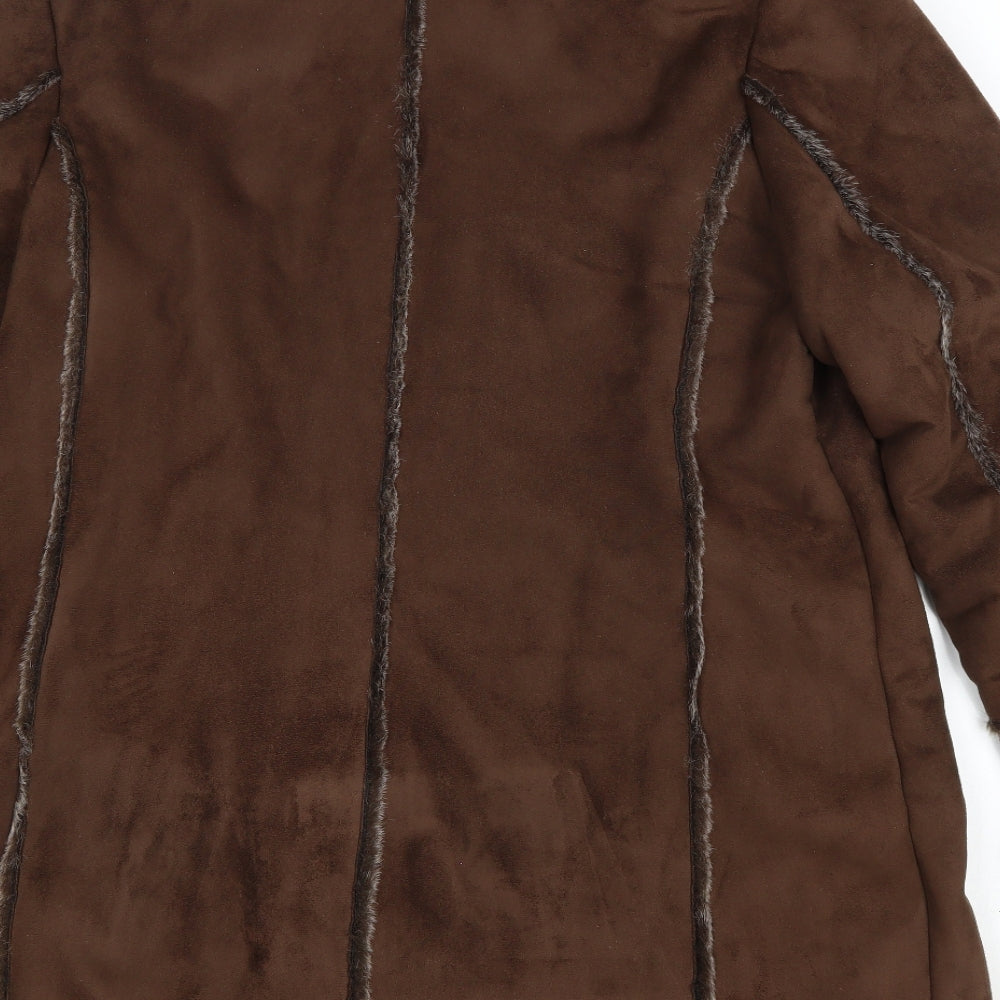 Centigrade Womens Brown Overcoat Coat Size XL Button - Faux Fur Lined