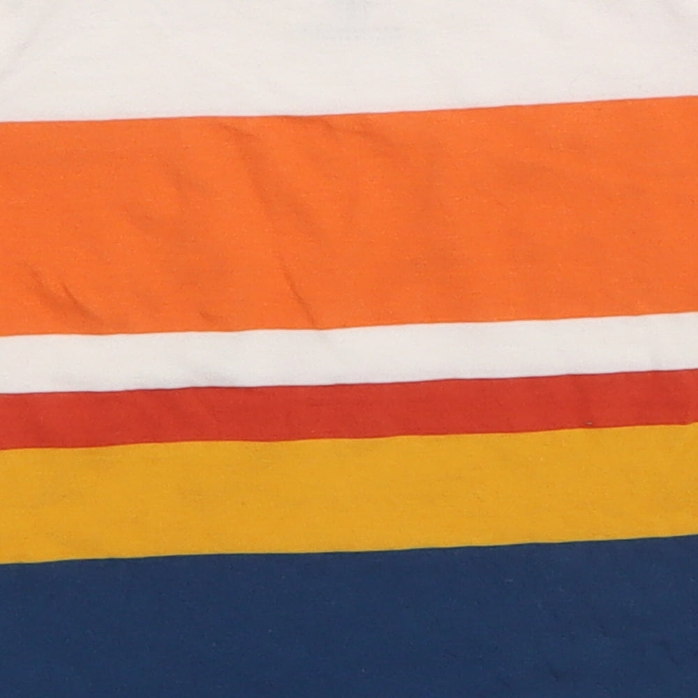 F&F Baby Multicoloured Striped Cotton Basic T-Shirt Size 9-12 Months Round Neck Snap