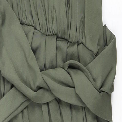 Polly Womens Green Polyester Wrap Dress Size 8 Halter Pullover - Elastic Waist