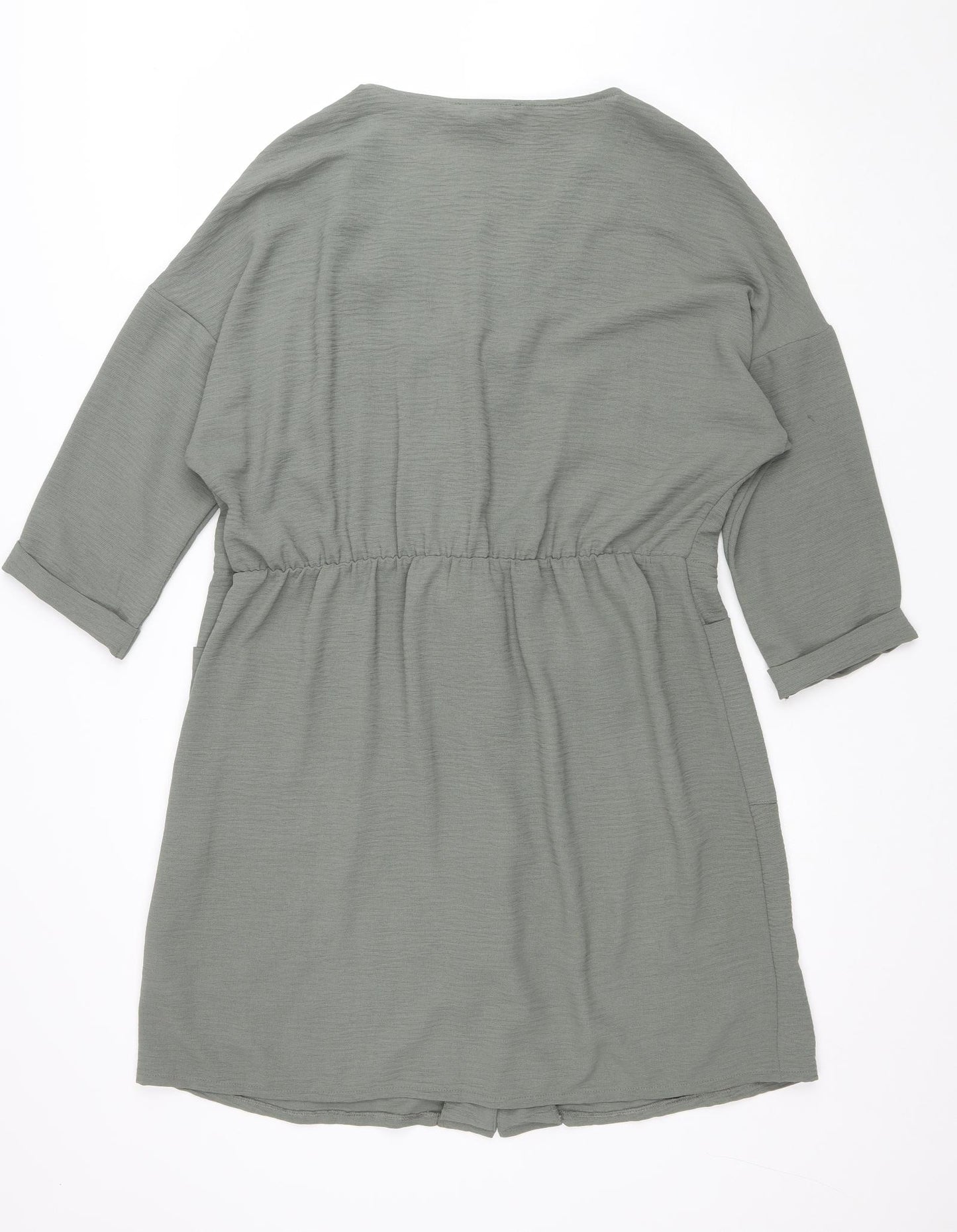 Primark Womens Green Polyester Shirt Dress Size 18 V-Neck Button