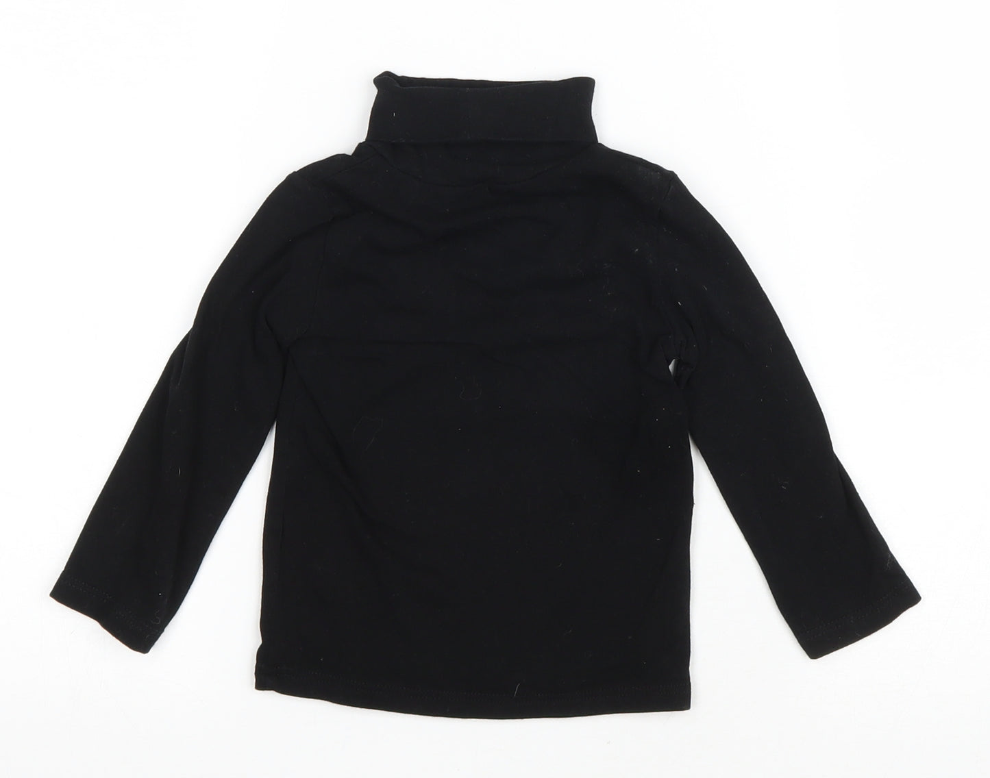 River Island Baby Black Cotton Basic T-Shirt Size 9-12 Months Roll Neck Pullover