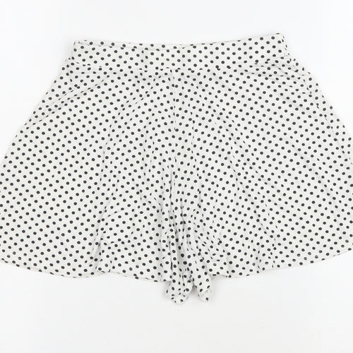 Boohoo Womens White Polka Dot Viscose Culotte Shorts Size 6 L3 in Regular Drawstring