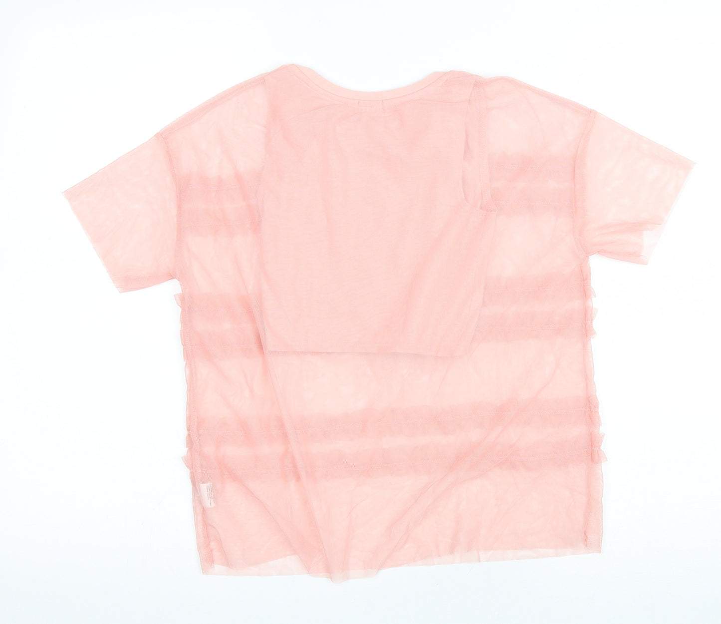 River Island Girls Pink Cotton Basic T-Shirt Size 7-8 Years Round Neck Pullover