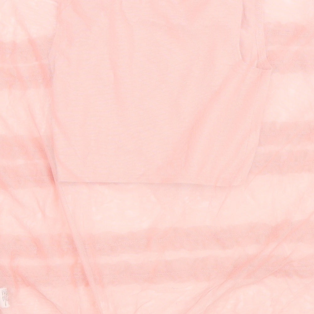 River Island Girls Pink Cotton Basic T-Shirt Size 7-8 Years Round Neck Pullover