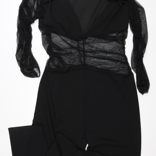 Boohoo Womens Black Polyester Jumpsuit One-Piece Size 28 L32 in Pullover