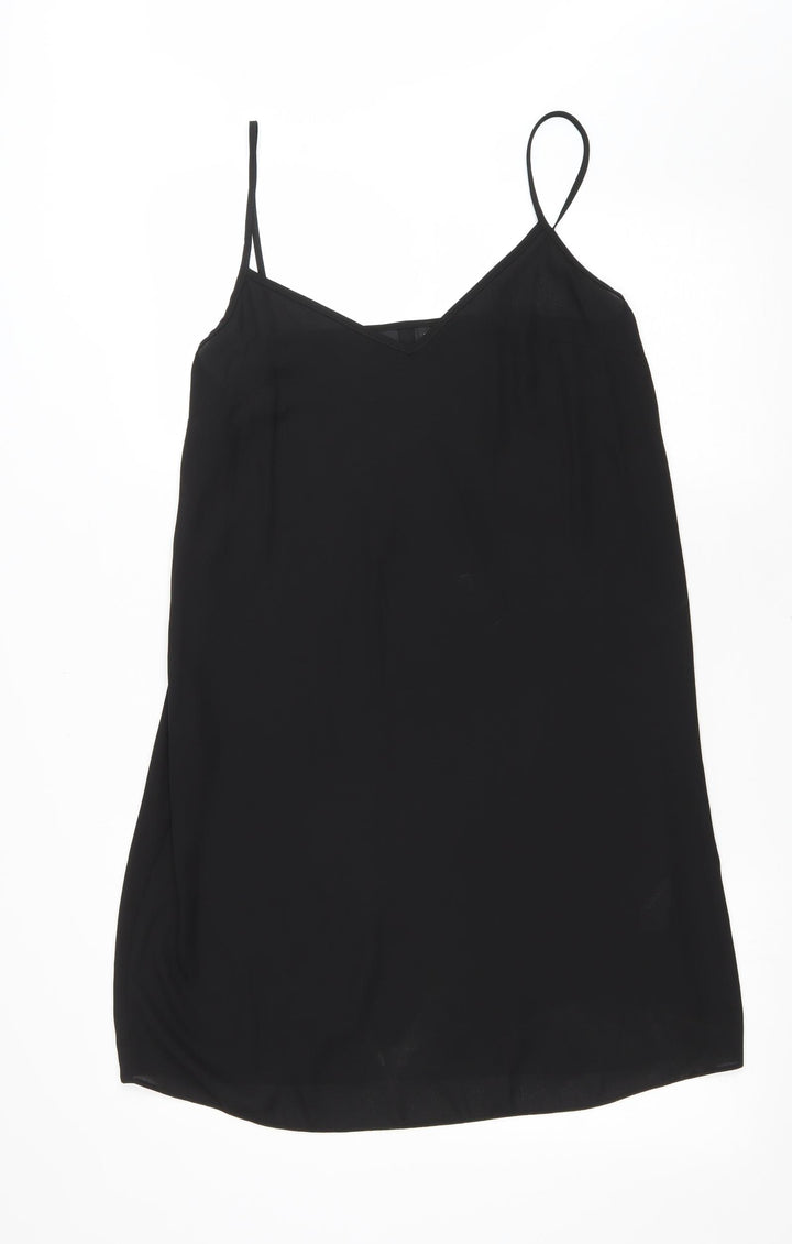 River Island Womens Black Polyester Tank Dress Size 12 V-Neck Pullover