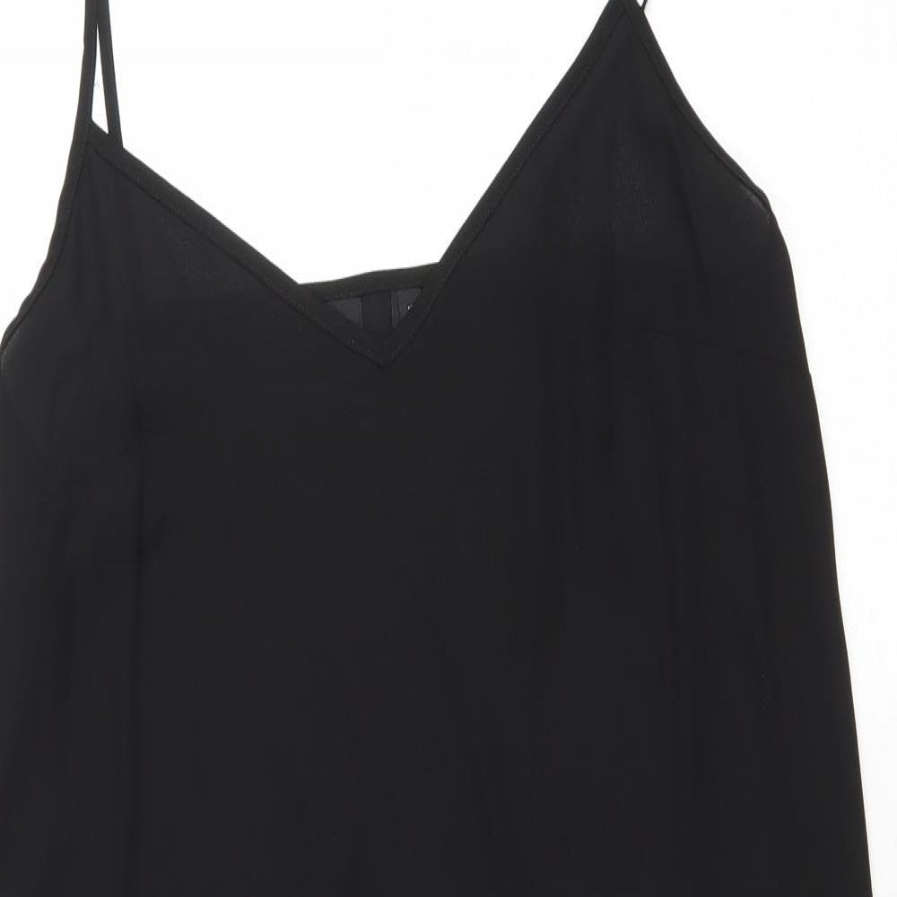 River Island Womens Black Polyester Tank Dress Size 12 V-Neck Pullover
