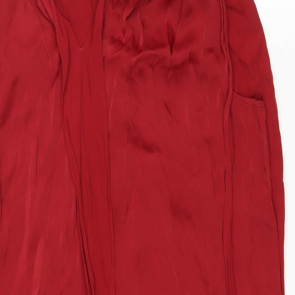 Max Studio Womens Red Viscose Tank Dress Size M V-Neck Pullover