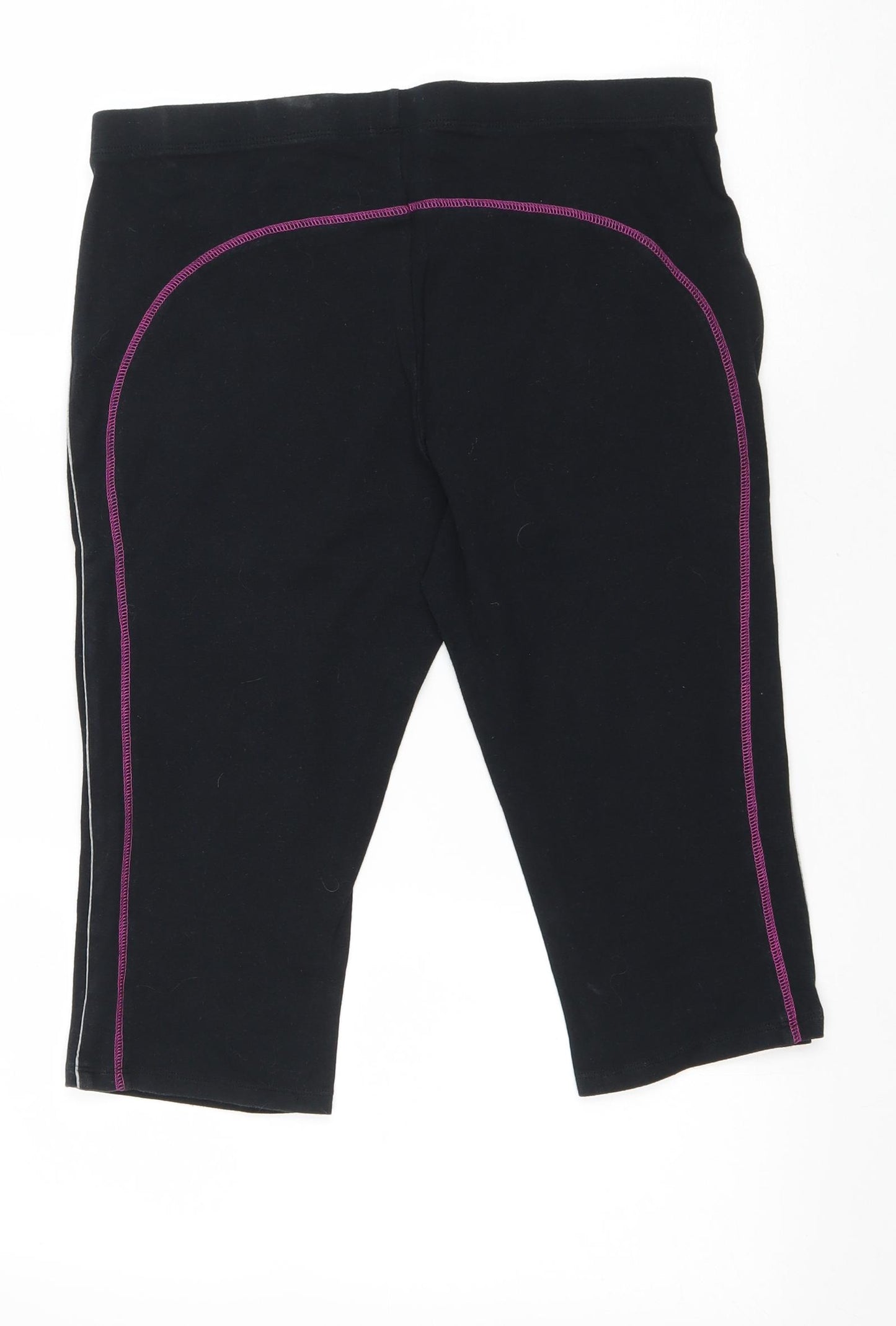 Marks and Spencer Womens Black Cotton Cut-Off Shorts Size 16 L16 in Regular Drawstring