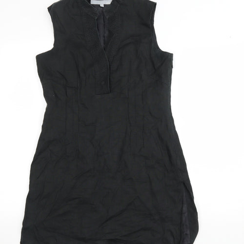 NEXT Womens Black Linen A-Line Size 10 V-Neck Zip