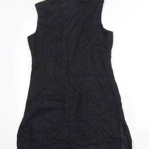 NEXT Womens Black Linen A-Line Size 10 V-Neck Zip