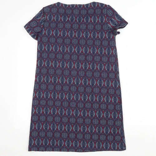 Preworn Womens Blue Geometric Polyester A-Line Size XS Scoop Neck Pullover