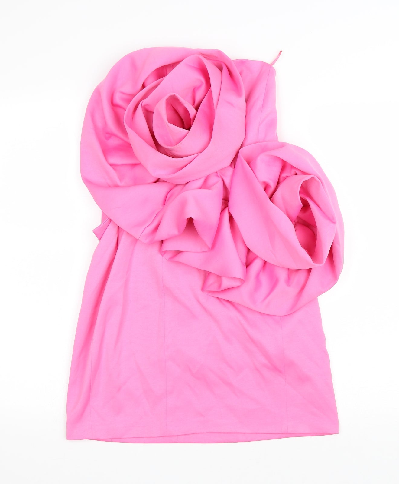 Zara Womens Pink Polyester Bodycon Size M Off the Shoulder Zip - Laced detail on back