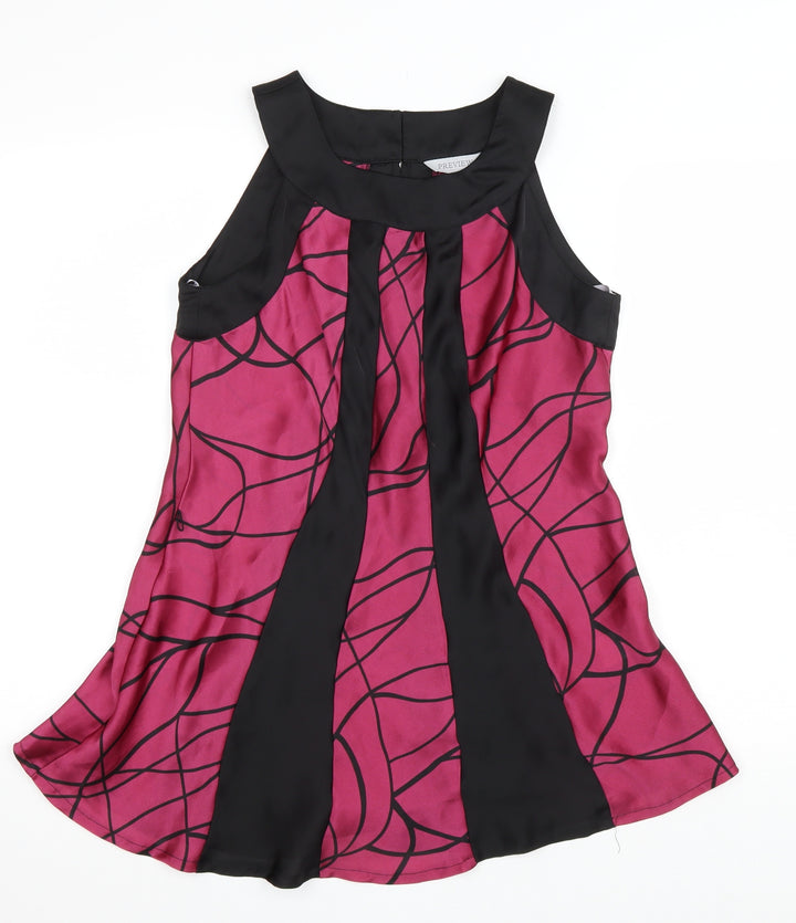 Preview Womens Purple Geometric Polyester Basic Tank Size 10 Scoop Neck