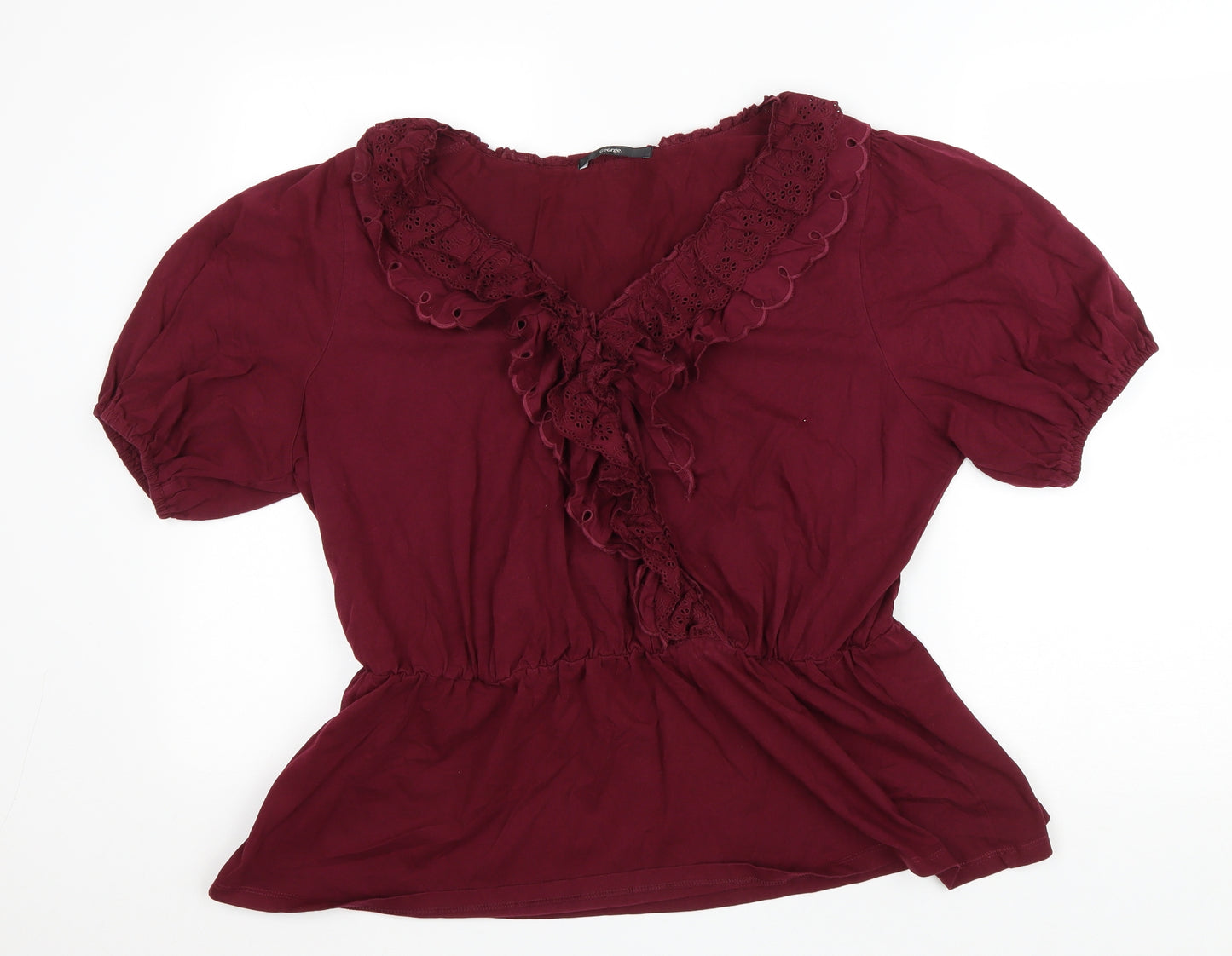 George Womens Purple Cotton Basic T-Shirt Size 20 V-Neck