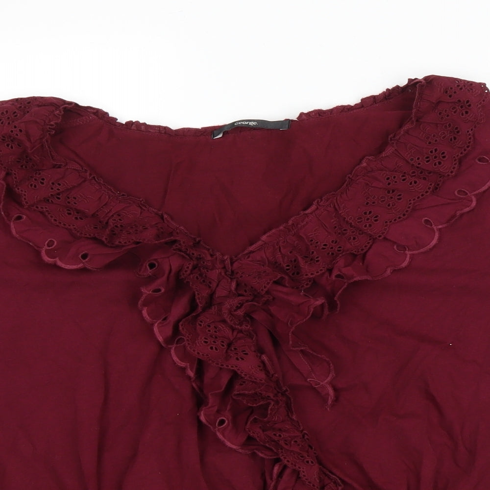 George Womens Purple Cotton Basic T-Shirt Size 20 V-Neck