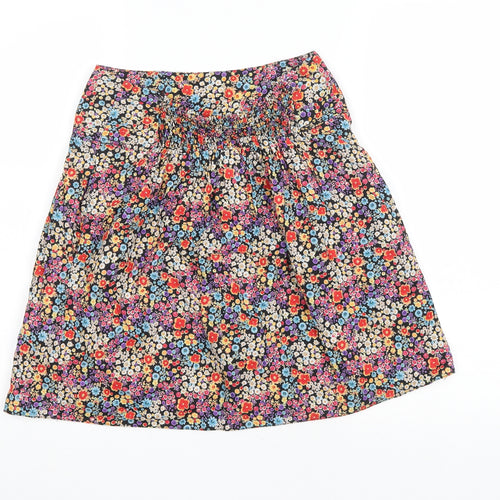Dorothy Perkins Womens Multicoloured Floral Cotton A-Line Skirt Size 8 Drawstring