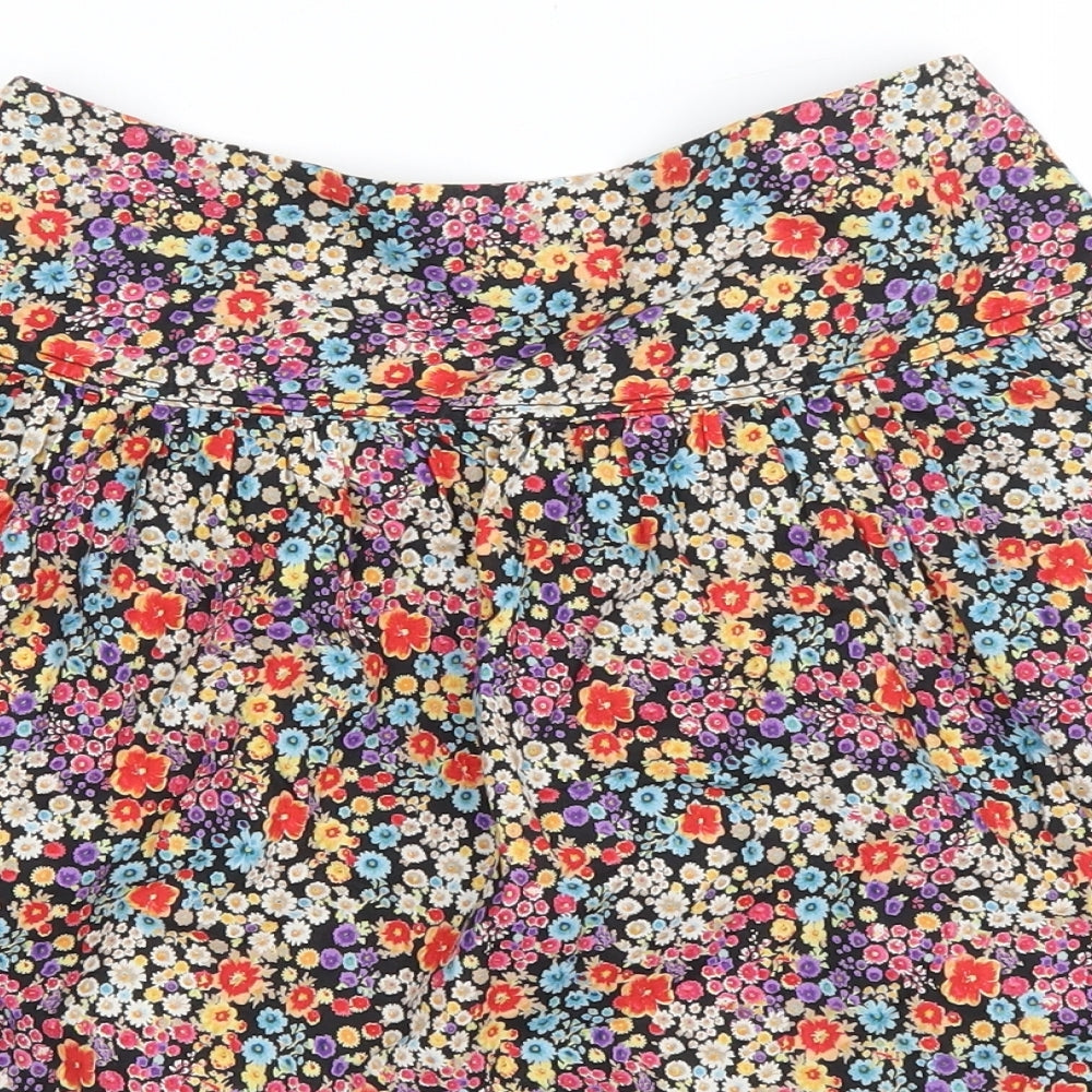 Dorothy Perkins Womens Multicoloured Floral Cotton A-Line Skirt Size 8 Drawstring