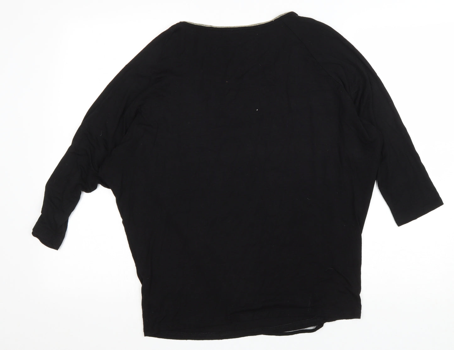 Edizta Womens Black Polyester Basic T-Shirt Size M Scoop Neck - Rose