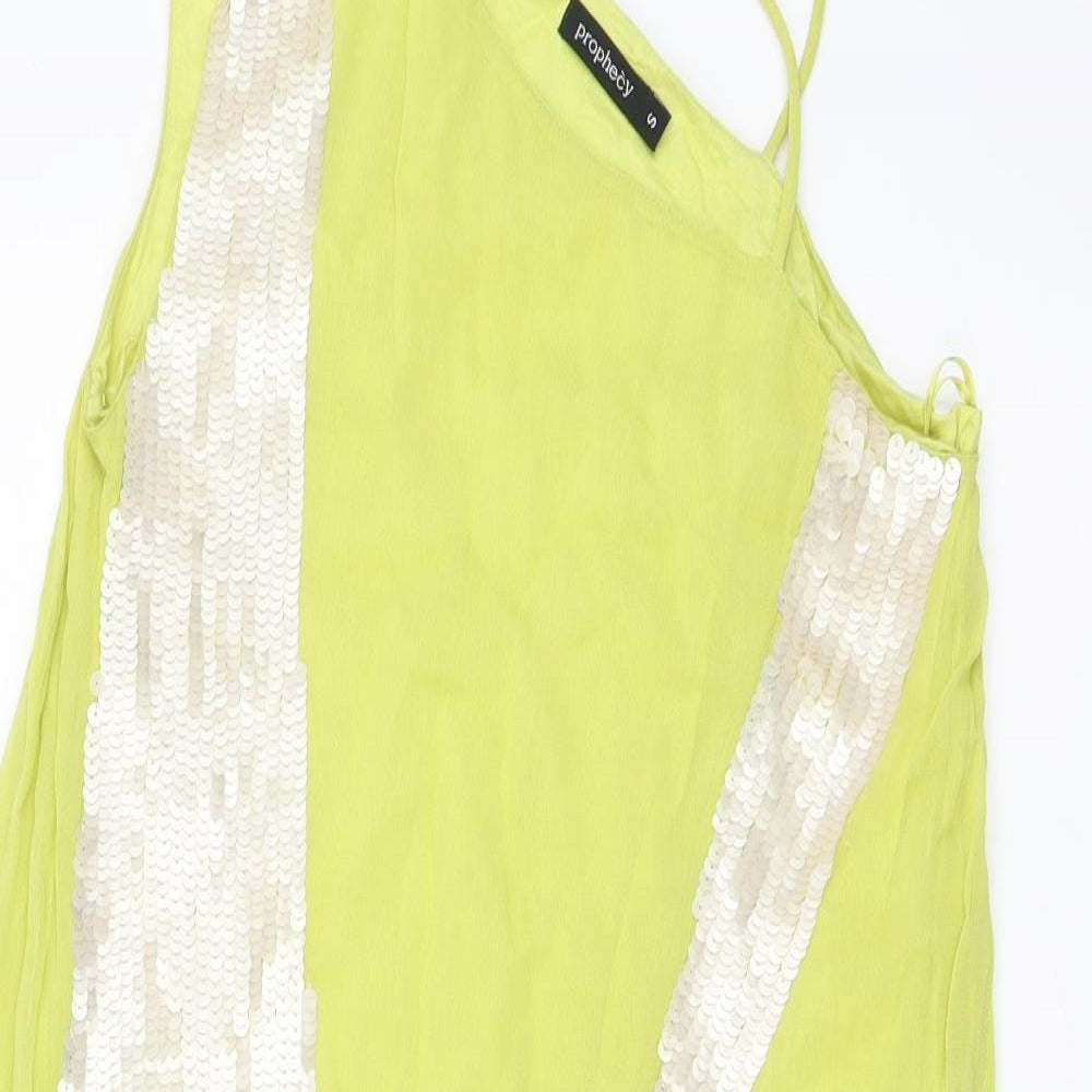 Prophecy Womens Green Polyester A-Line Size S One Shoulder Pullover