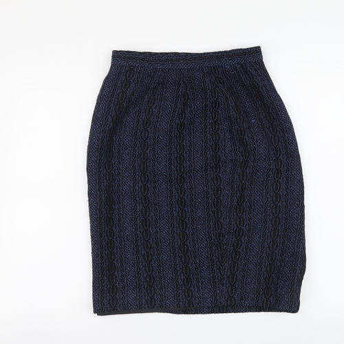 Doncaster Womens Blue Geometric Acrylic A-Line Skirt Size 6 Zip
