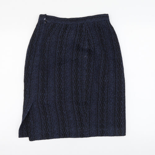 Doncaster Womens Blue Geometric Acrylic A-Line Skirt Size 6 Zip