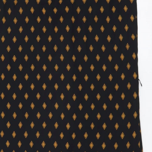 H&M Womens Black Geometric Polyester A-Line Size S V-Neck Button