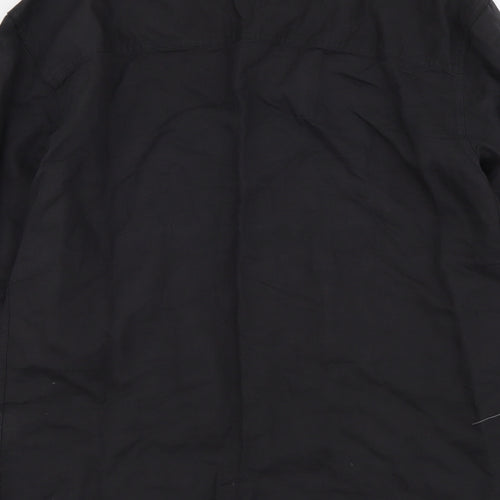Pull&Bear Mens Black Linen Button-Up Size S Collared Button