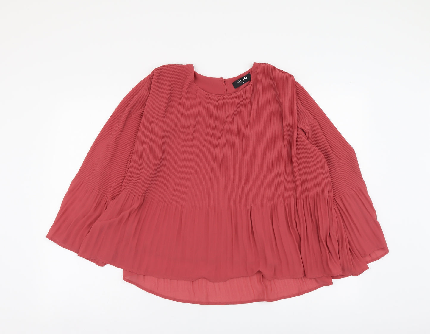 Khizana Womens Red Polyester Basic Blouse Size L Round Neck